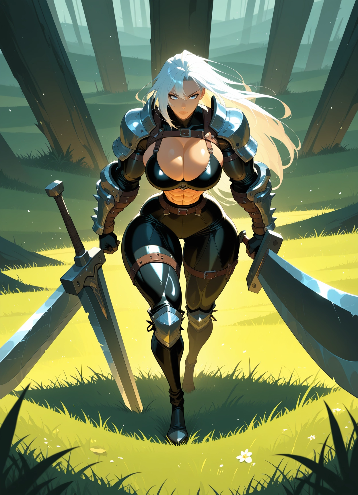 1girl, holding, breasts, weapon, sword, armor · Yamete.gg