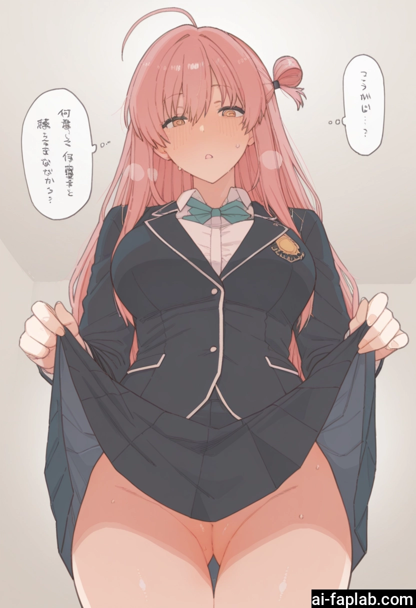 1girl, skirt, solo, long hair, clothes lift, skirt lift