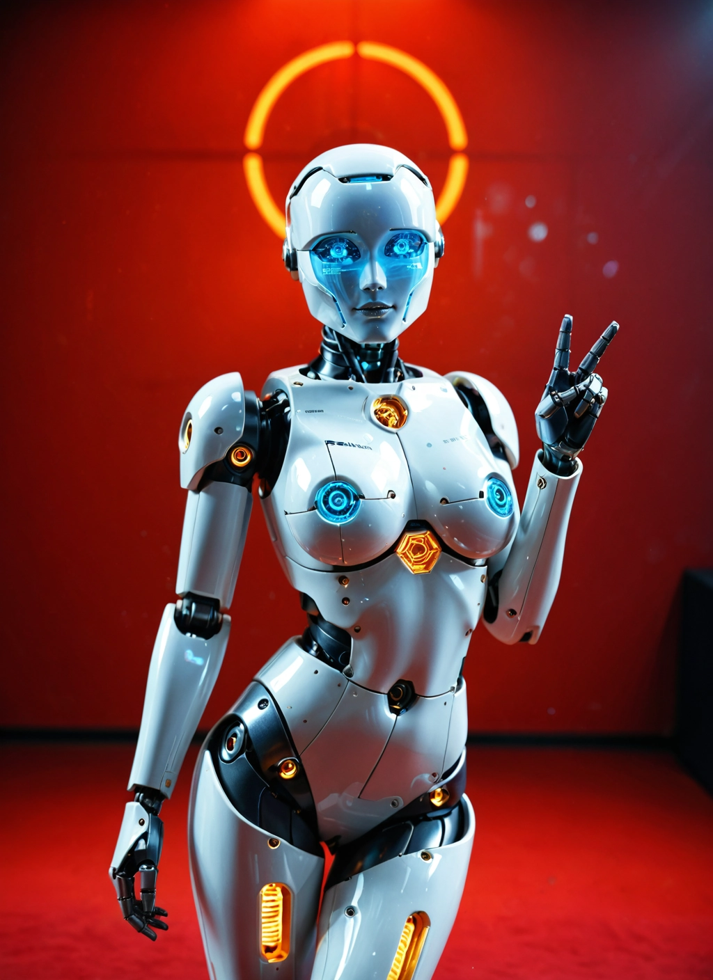 1girl, solo, v, robot joints, humanoid robot, breasts · Yamete.gg