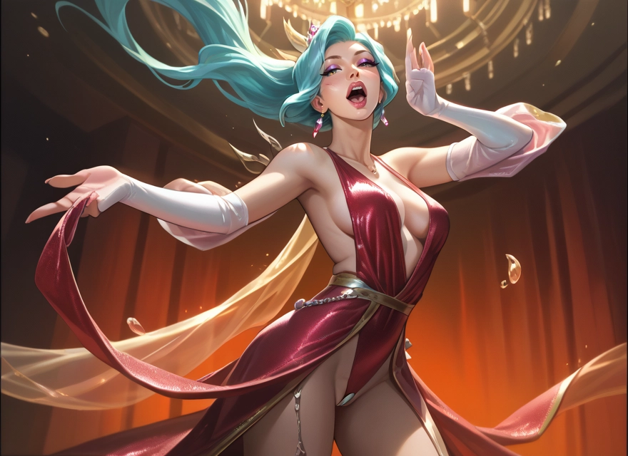 1girl, breasts, jewelry, dress, earrings, solo · Yamete.gg
