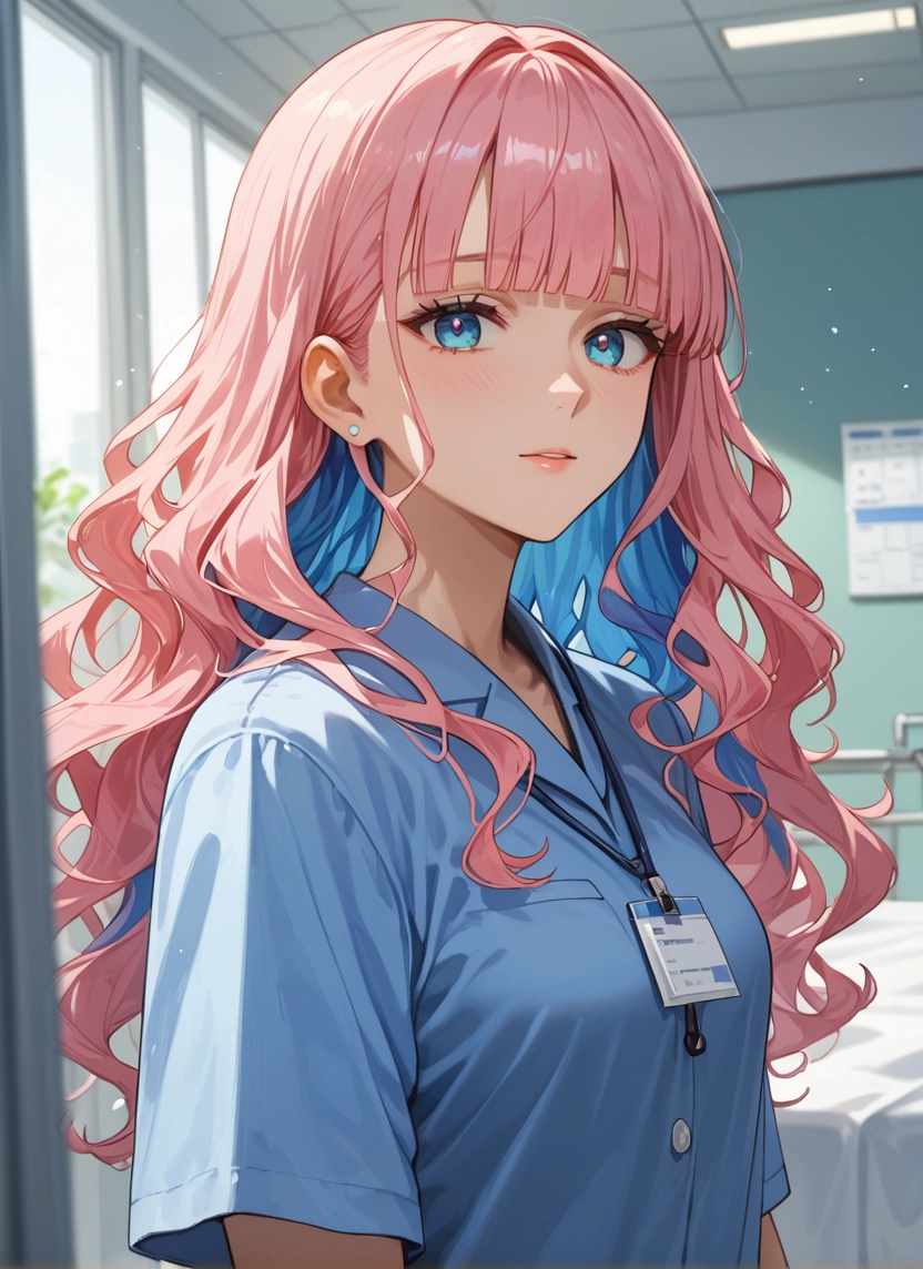 1girl, solo, pink hair, long hair, blue eyes, looking at viewer · Yamete.gg