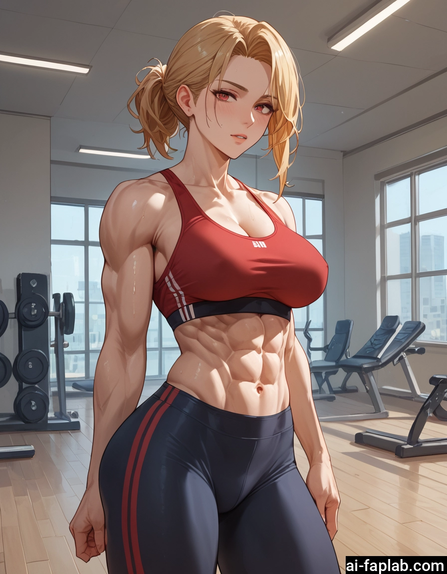 1girl, breasts, blonde hair, muscular, abs, muscular female · Yamete.gg