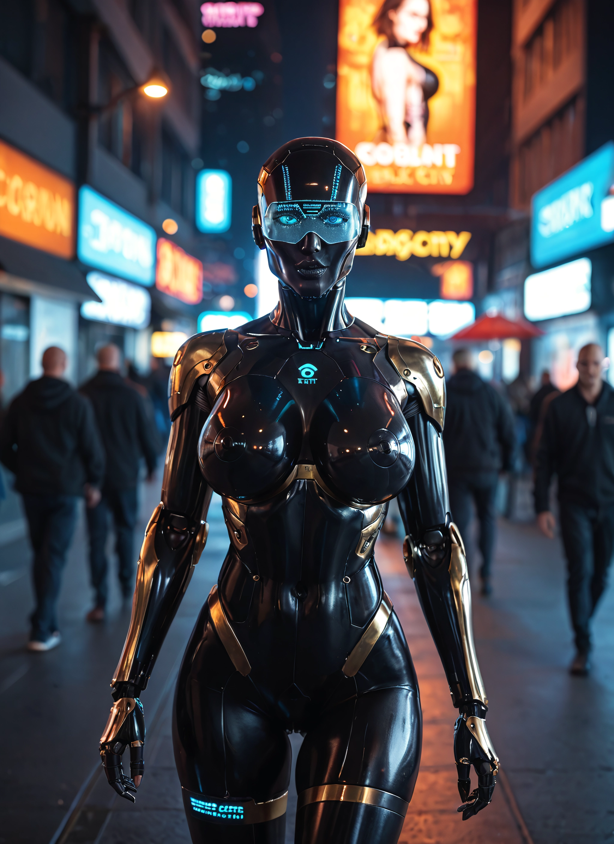 1girl, breasts, bodysuit, solo focus, cyberpunk, cyborg · Yamete.gg