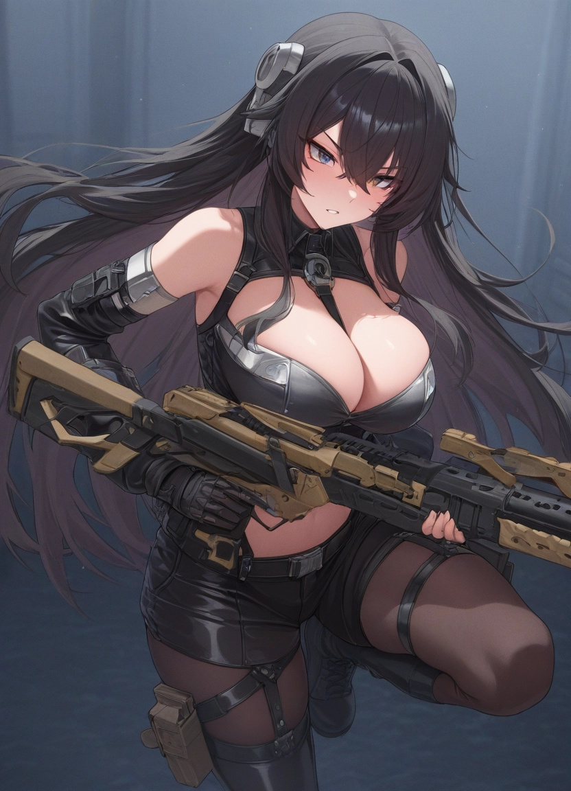1girl, breasts, solo, weapon, long hair, large breasts · Yamete.gg