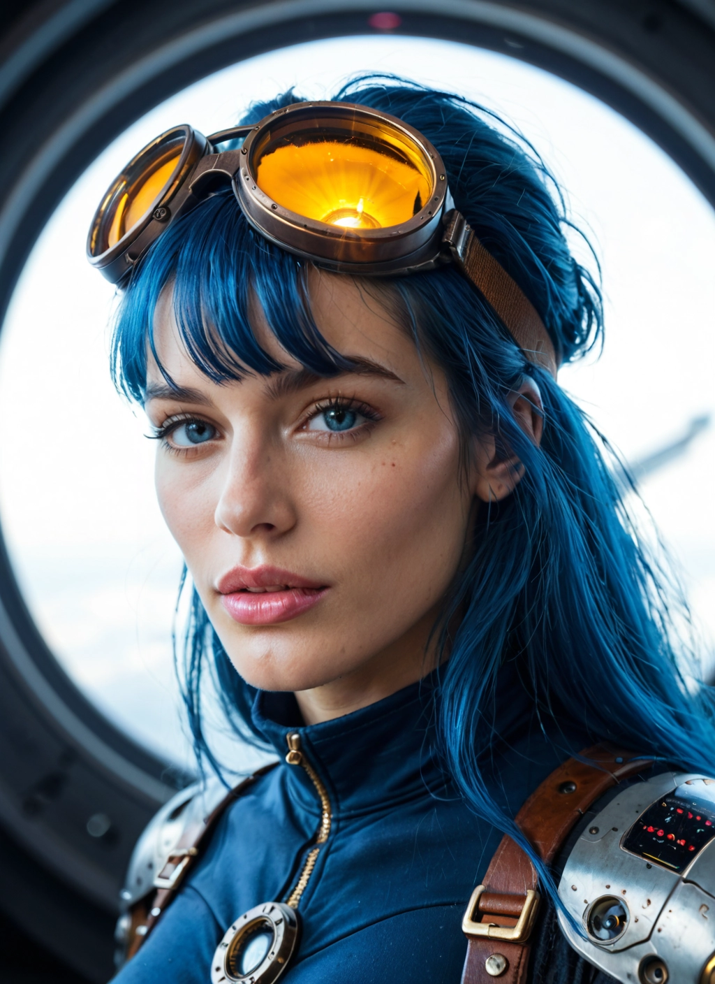 1girl, solo, goggles, goggles on head, blue eyes, long hair · Yamete.gg