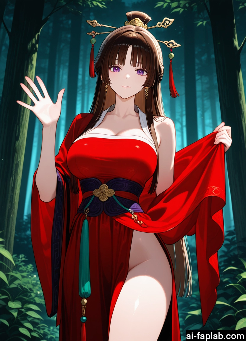 1girl, breasts, purple eyes, solo, hair ornament, large breasts