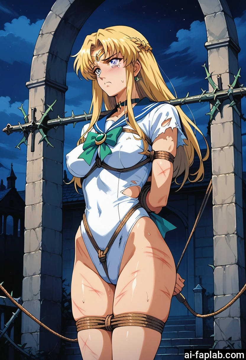 1girl, blonde hair, long hair, bound, bdsm, solo
