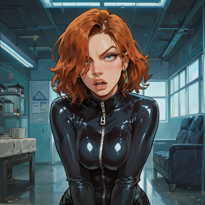 1girl, bodysuit, solo, latex, jewelry, earrings · Yamete.gg