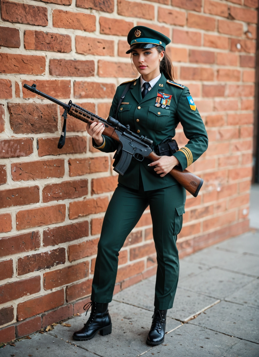 weapon, 1girl, gun, solo, uniform, military · Yamete.gg