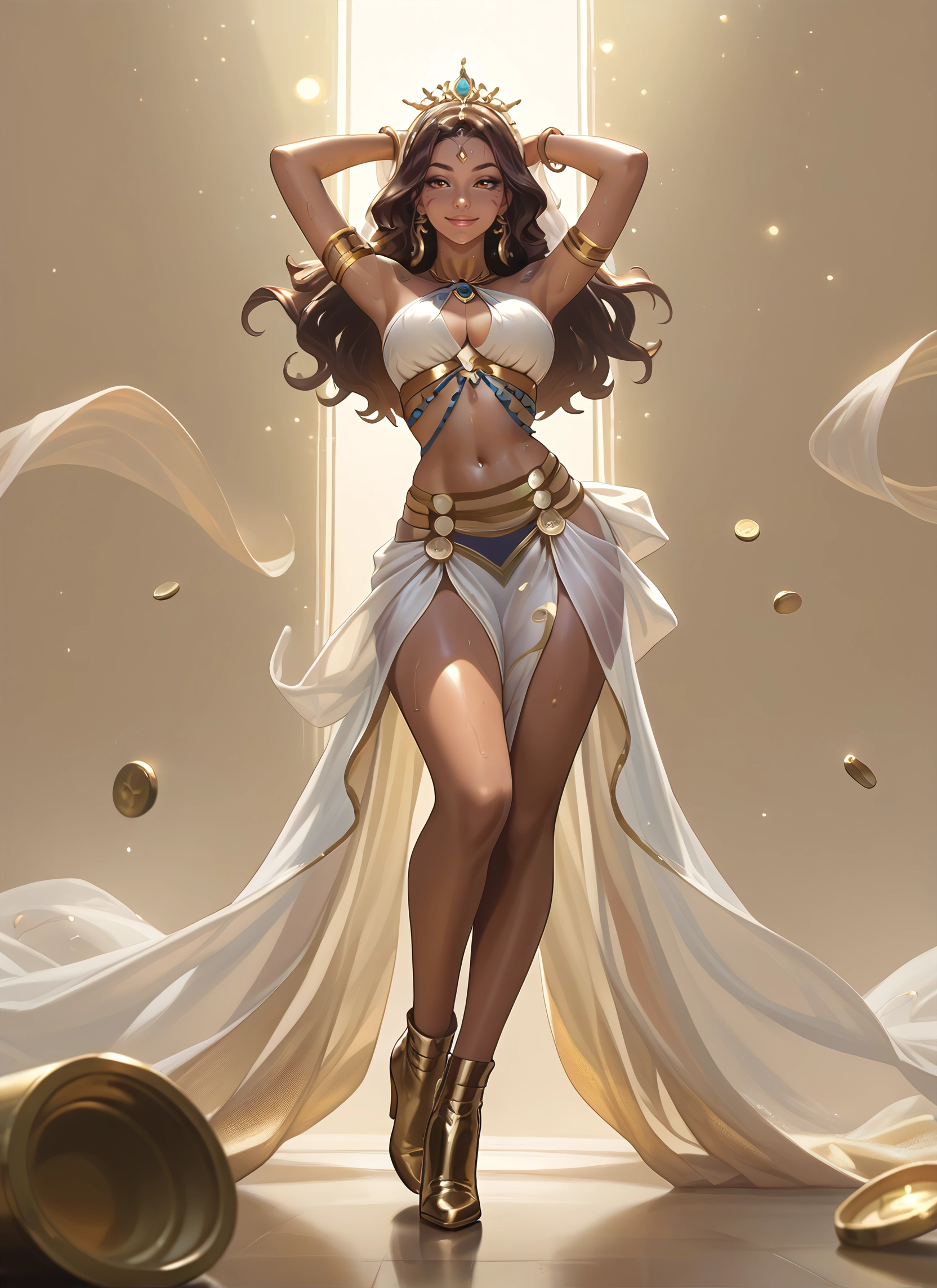 1girl, breasts, solo, jewelry, navel, long hair · Yamete.gg