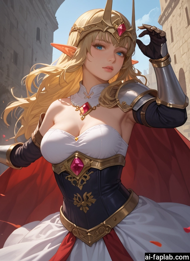 1girl, blonde hair, breasts, pointy ears, solo, blue eyes · Yamete.gg