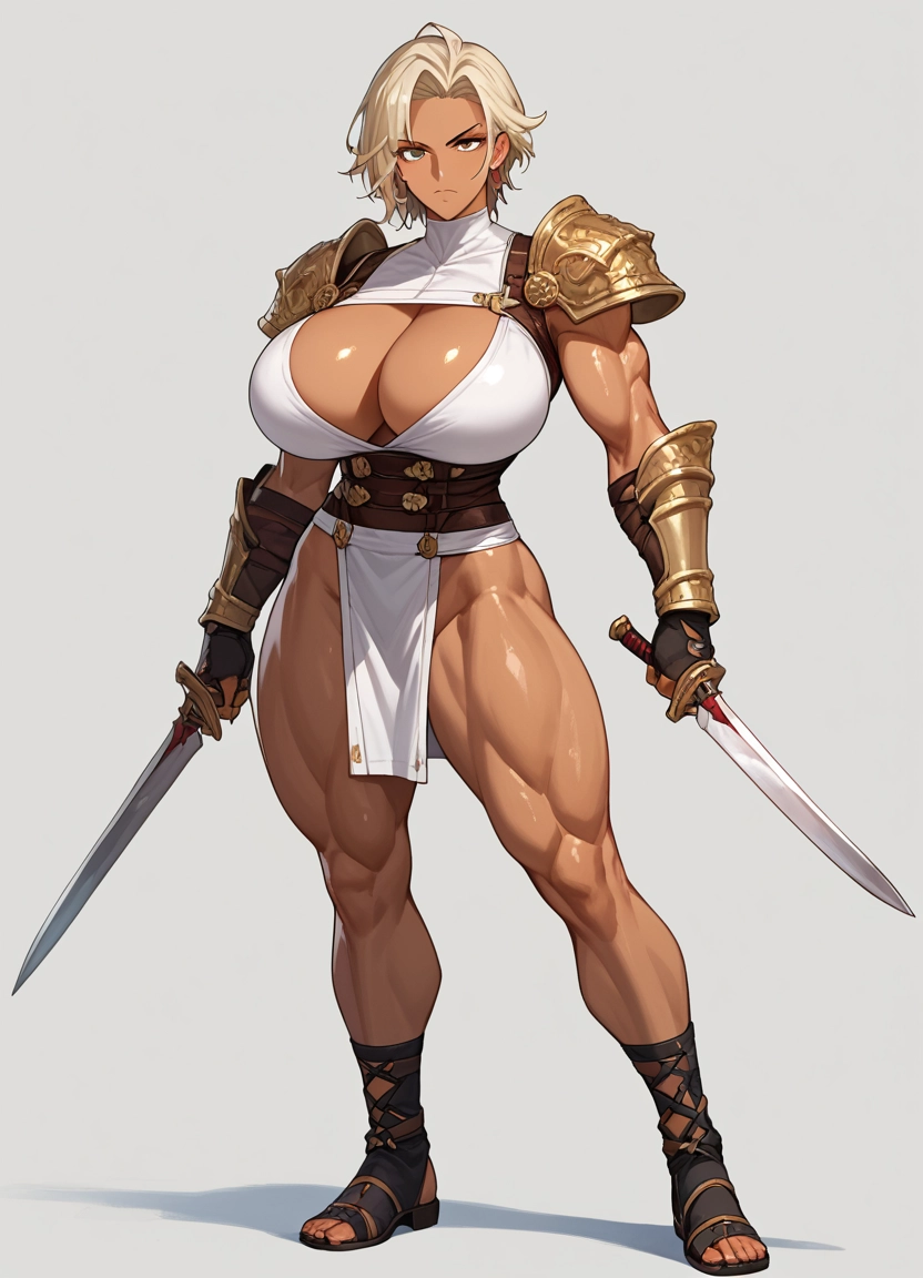 1girl, breasts, weapon, sword, muscular female, muscular