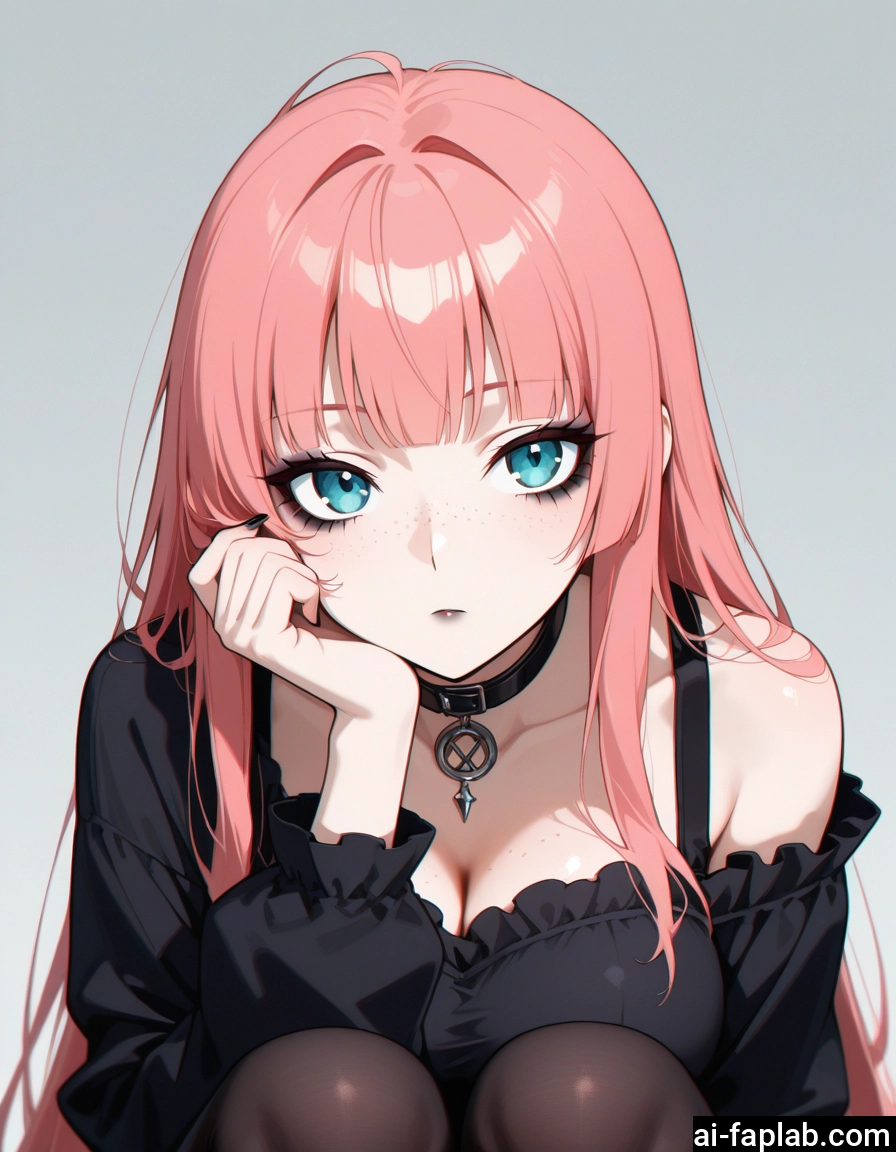 1girl, breasts, solo, long hair, pink hair, cleavage
