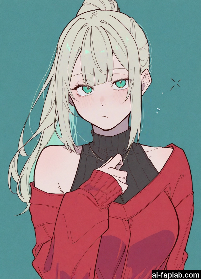 1girl, solo, sweater, ponytail, looking at viewer, blush · Yamete.gg