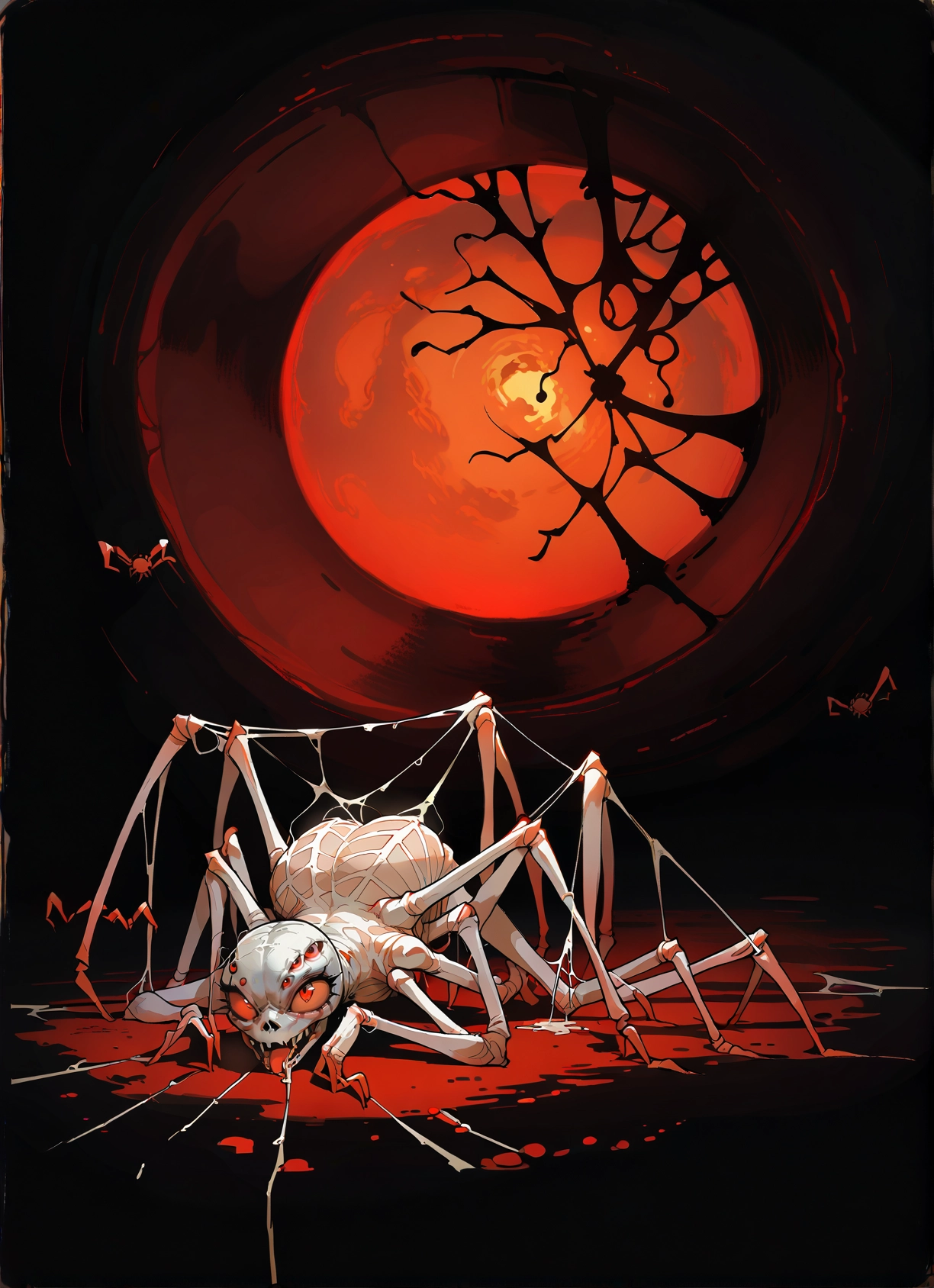 solo, arthropod girl, spider girl, monster girl, red eyes, bat