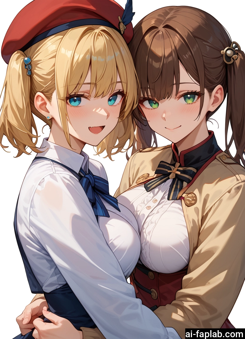 multiple girls, 2girls, breasts, brown hair, twintails, blonde hair · Yamete.gg