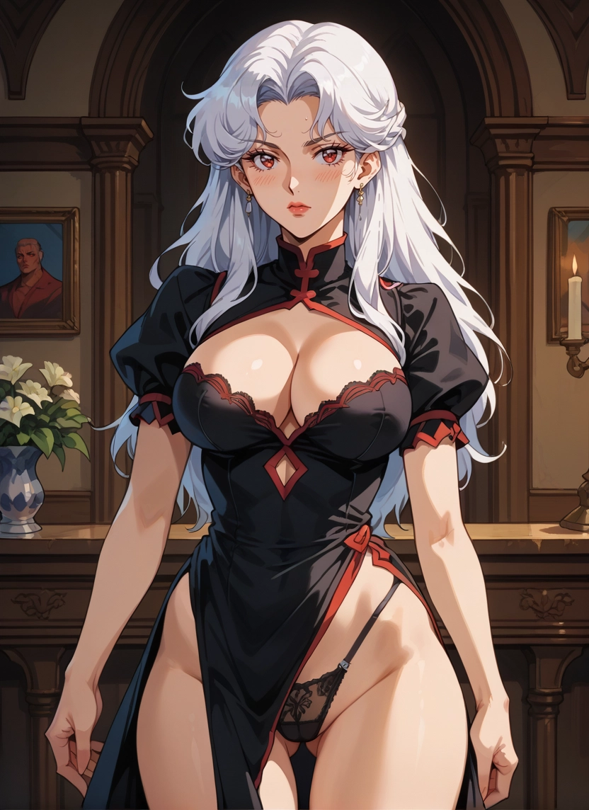 1girl, breasts, jewelry, underwear, earrings, panties · Yamete.gg