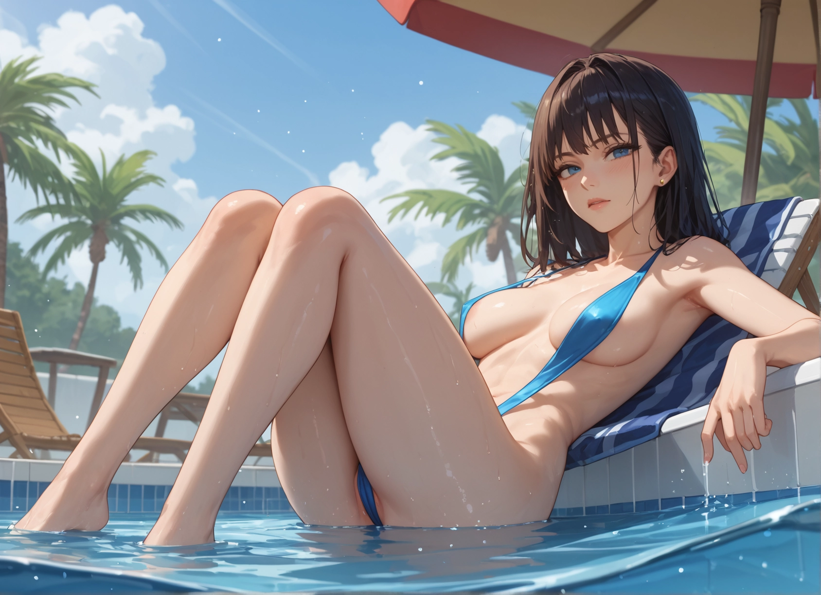 1girl, breasts, swimsuit, solo, blue eyes, looking at viewer · Yamete.gg