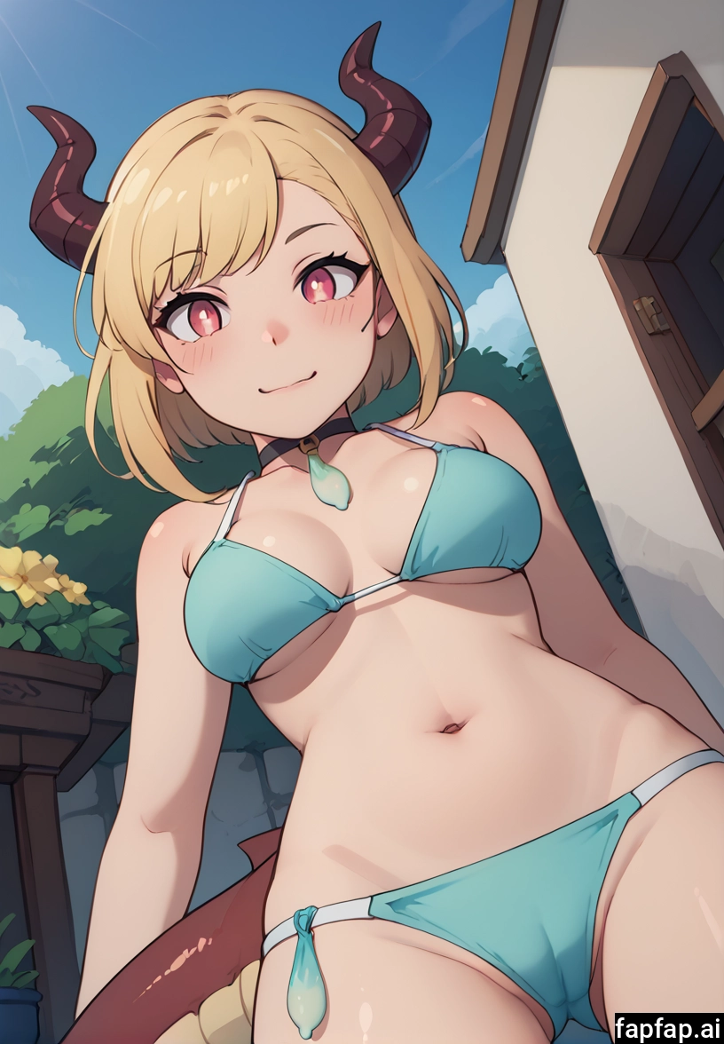 1girl, breasts, horns, solo, dragon tail, tail · Yamete.gg