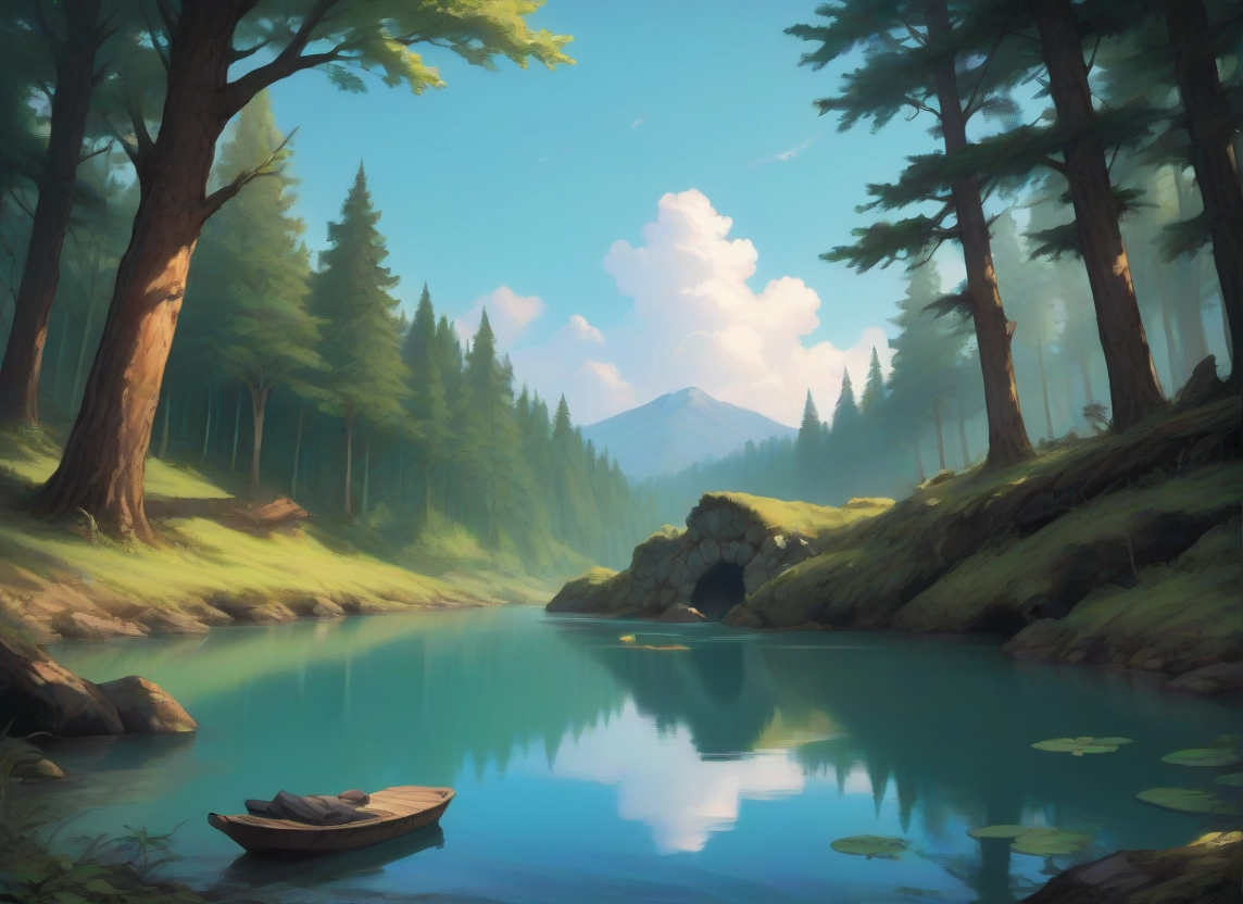 scenery, no humans, tree, sky, cloud, watercraft