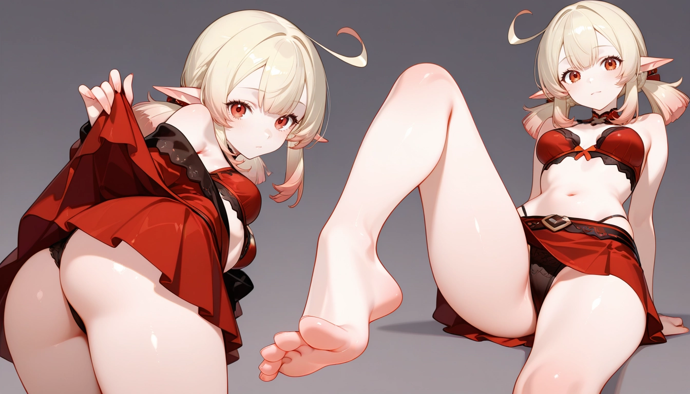 1girl, barefoot, pointy ears, ass, underwear, feet · Yamete.gg
