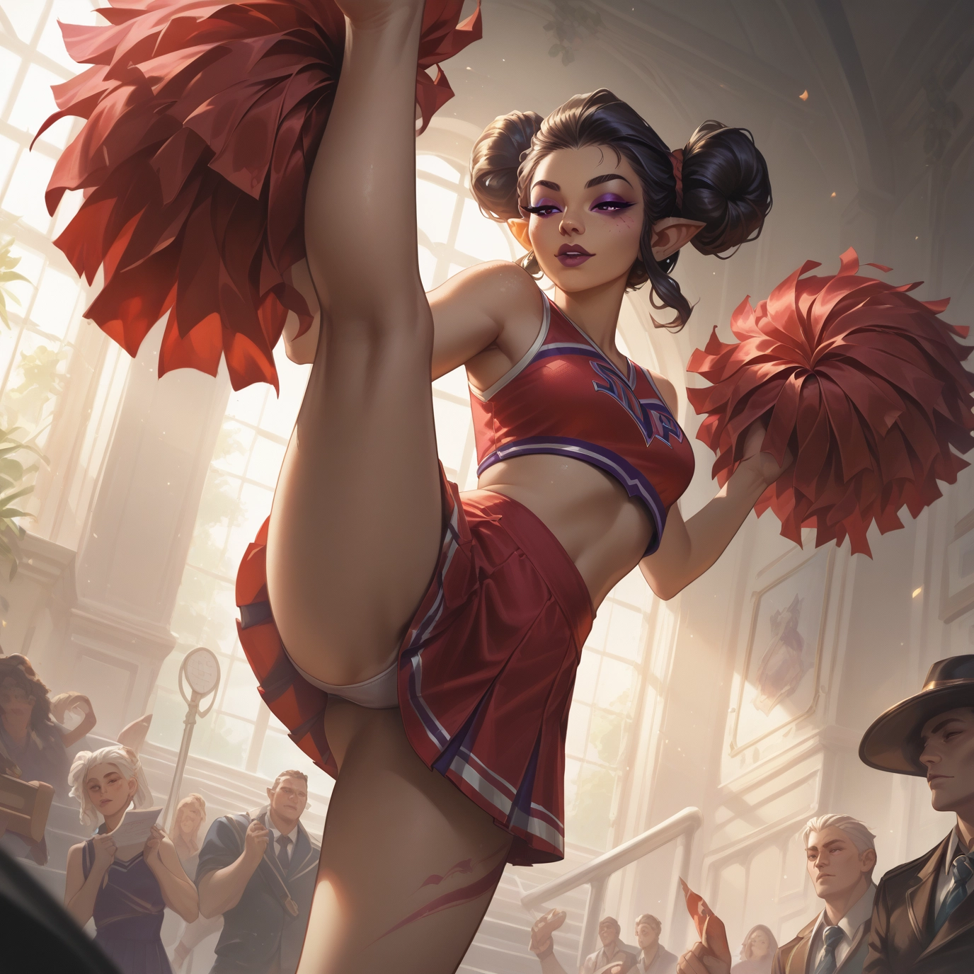 cheerleader, underwear, panties, pom pom (cheerleading), pointy ears, skirt · Yamete.gg