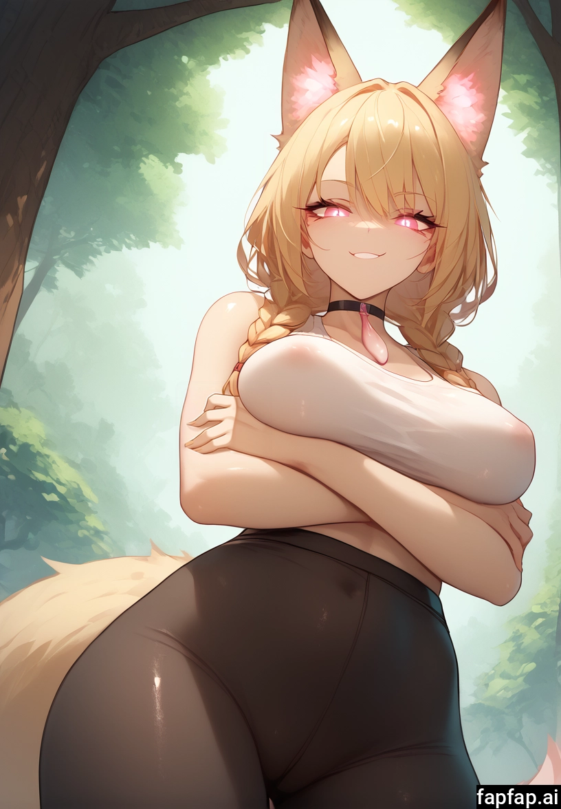 1girl, breasts, solo, animal ears, braid, tail · Yamete.gg