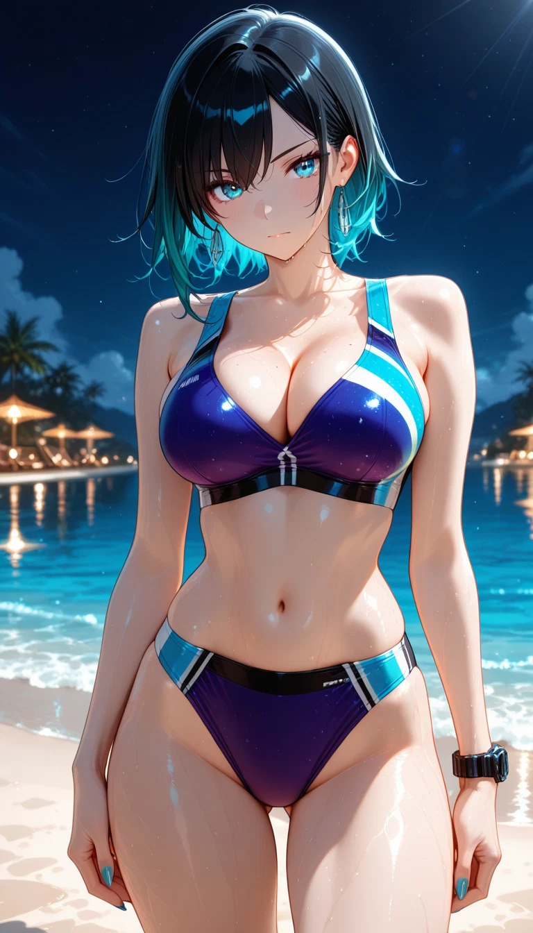 1girl, breasts, solo, navel, swimsuit, jewelry · Yamete.gg