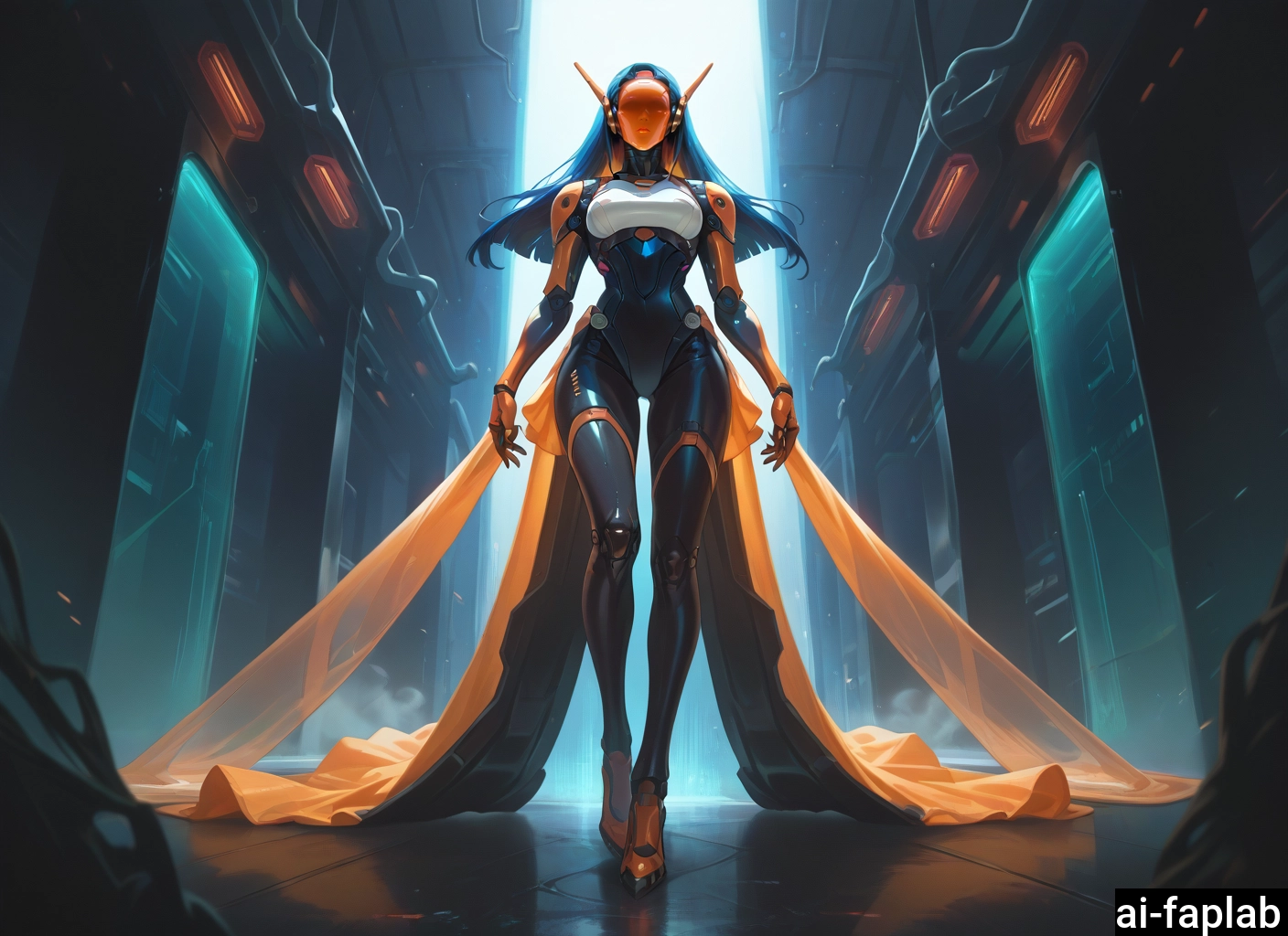 1girl, solo, long hair, dark-skinned female, joints, dark skin · Yamete.gg