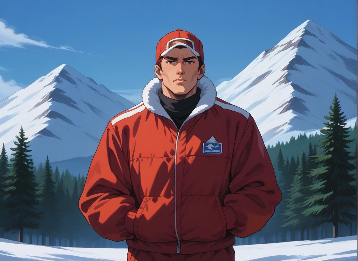 1boy, male focus, solo, hat, snow, jacket · Yamete.gg