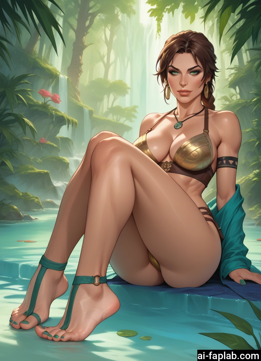 1girl, breasts, jewelry, earrings, brown hair, feet · Yamete.gg
