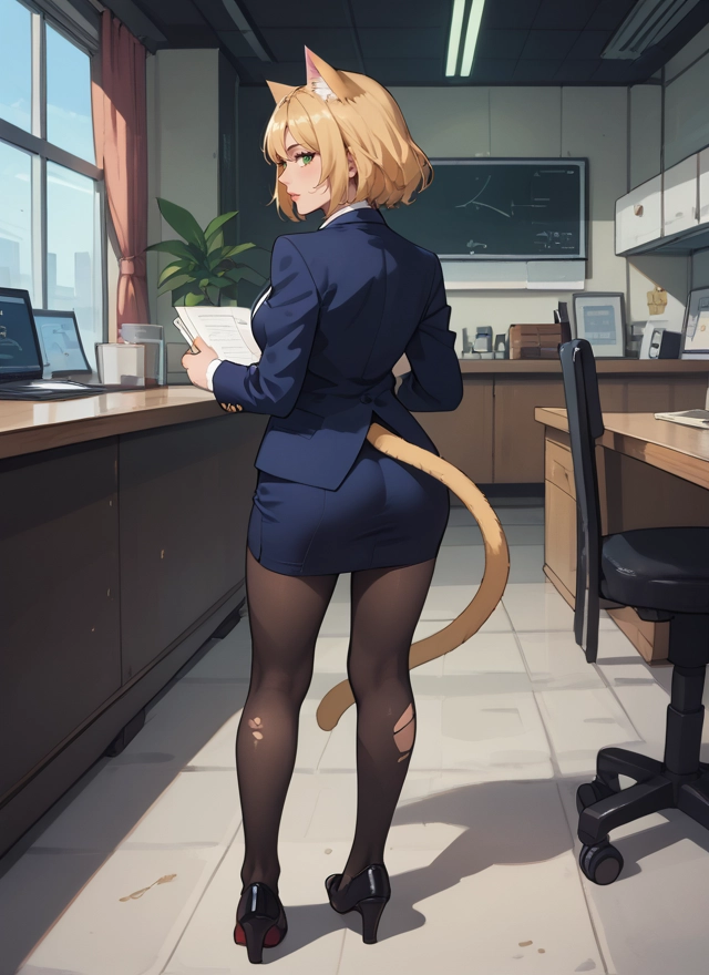 1girl, animal ears, pantyhose, tail, skirt, cat ears · Yamete.gg
