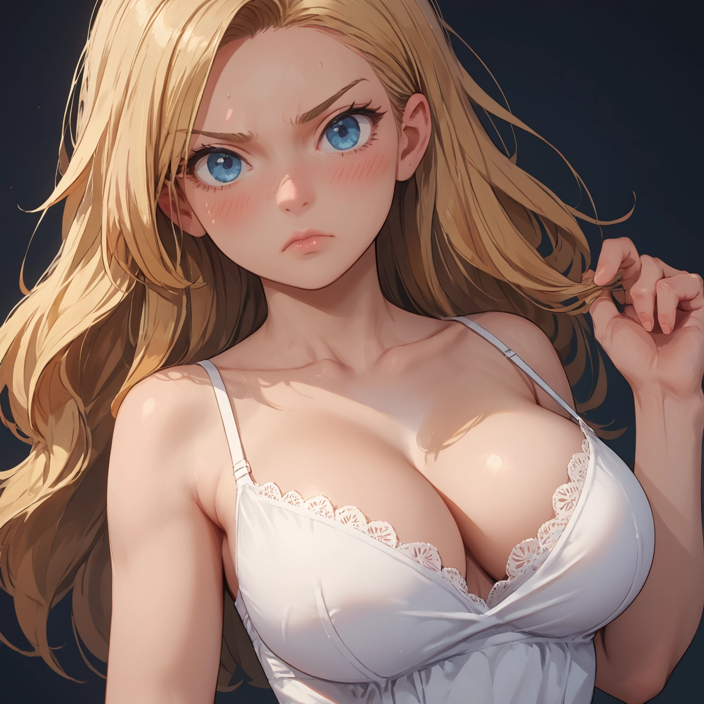 1girl, breasts, blonde hair, solo, blue eyes, long hair · Yamete.gg