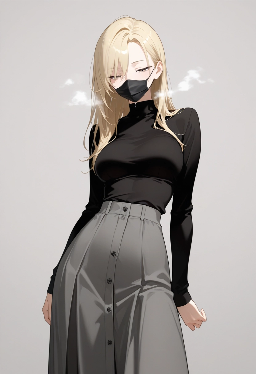 1girl, mouth mask, solo, blonde hair, mask, breasts · Yamete.gg