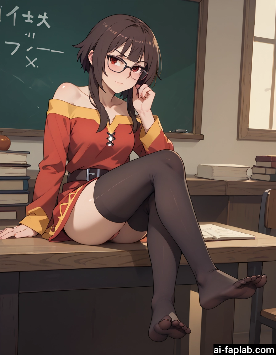 1girl, thighhighs, red eyes, glasses, solo, dress