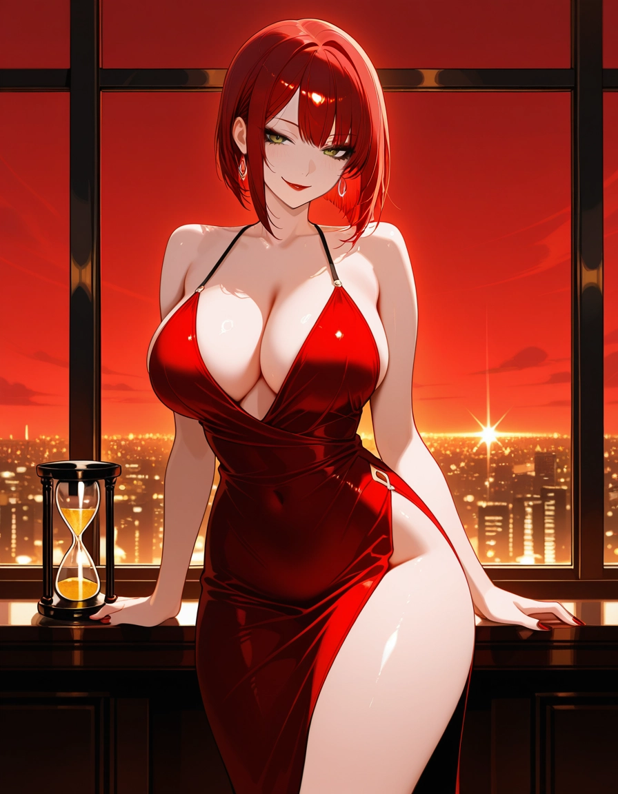 1girl, breasts, dress, red hair, red nails, large breasts · Yamete.gg