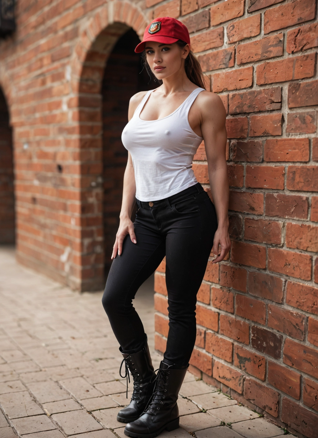 1girl, solo, breasts, hat, boots, pants · Yamete.gg