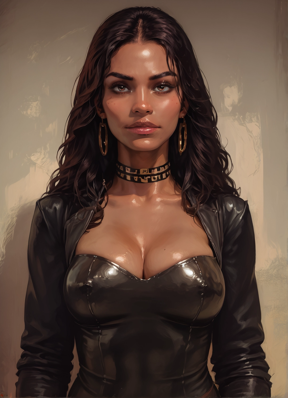 1girl, breasts, solo, jewelry, earrings, cleavage · Yamete.gg