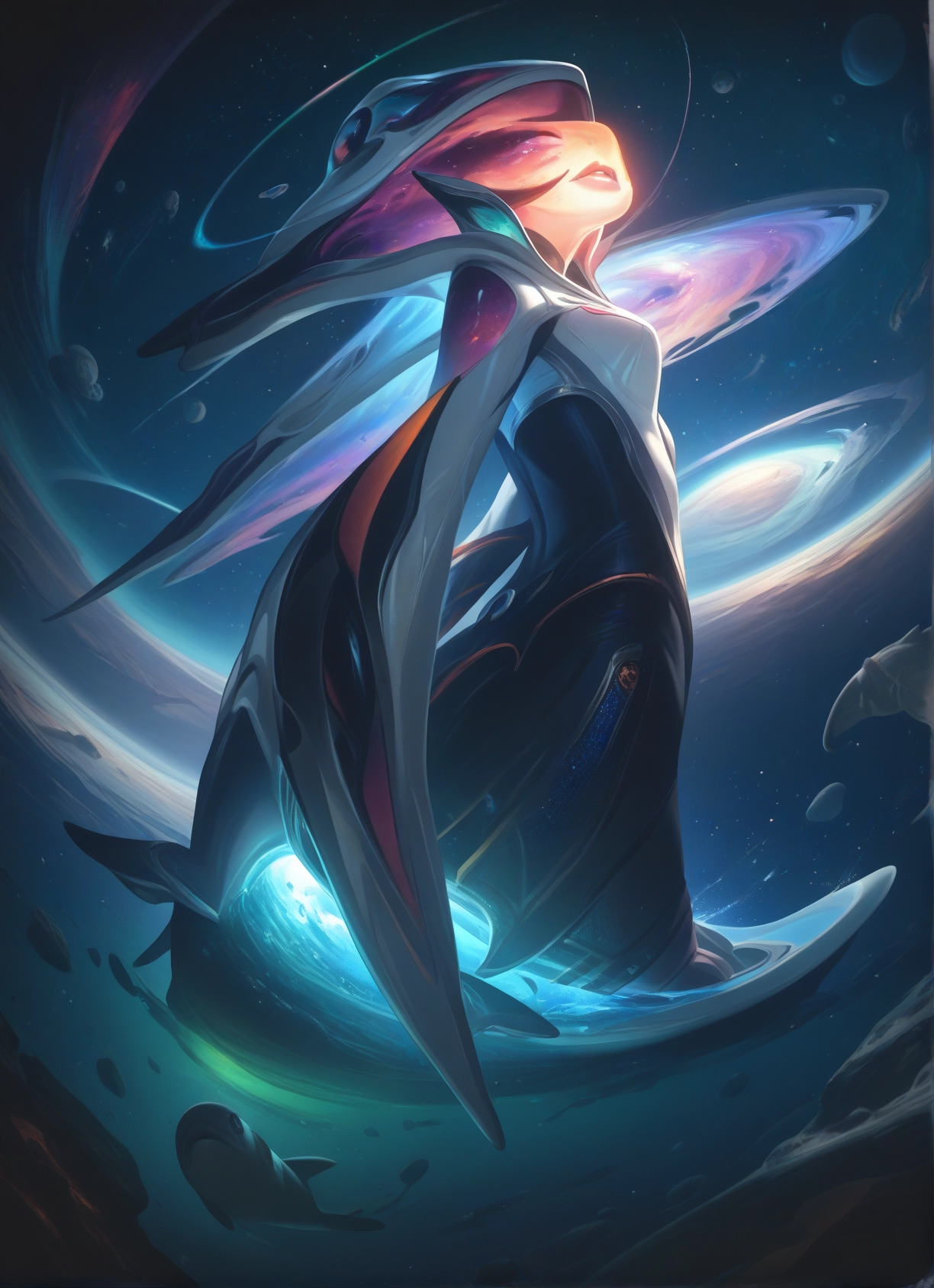 1girl, solo, space, breasts, small breasts, bubble · Yamete.gg