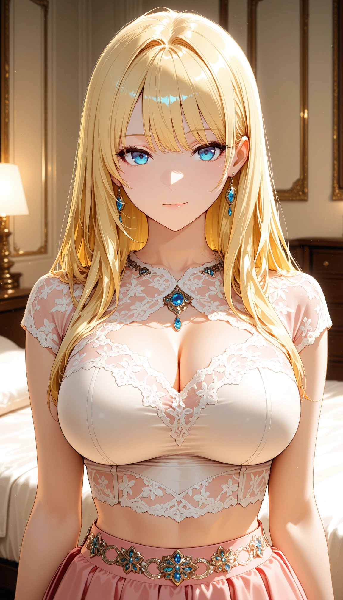 1girl, breasts, large breasts, blonde hair, solo, jewelry · Yamete.gg
