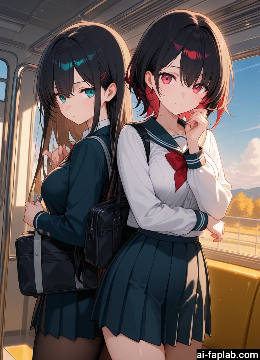 multiple girls, 2girls, skirt, school uniform, bag, pantyhose