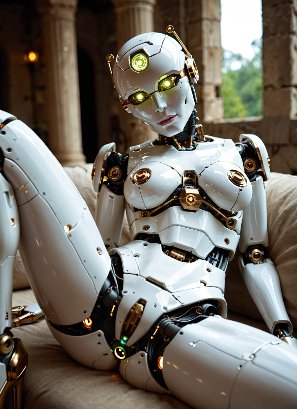 1girl, solo, robot joints, spread legs, robot, breasts · Yamete.gg