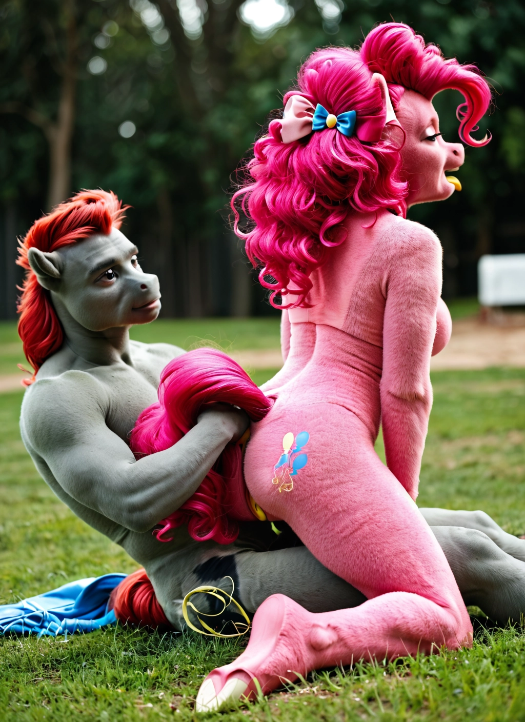 furry, 1girl, 1boy, hetero, pink hair, tail · Yamete.gg