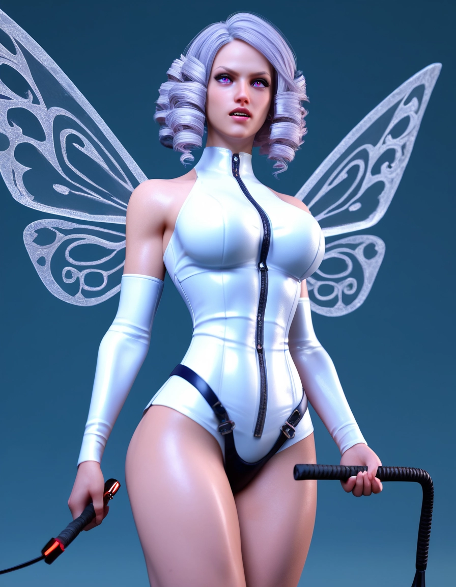 1girl, solo, wings, drill hair, purple eyes, whip · Yamete.gg
