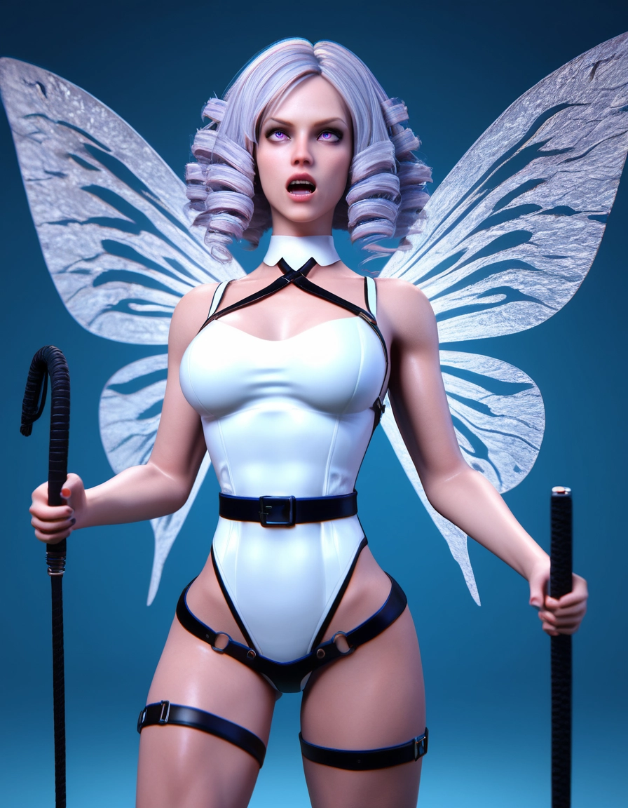 1girl, solo, wings, drill hair, purple eyes, breasts · Yamete.gg