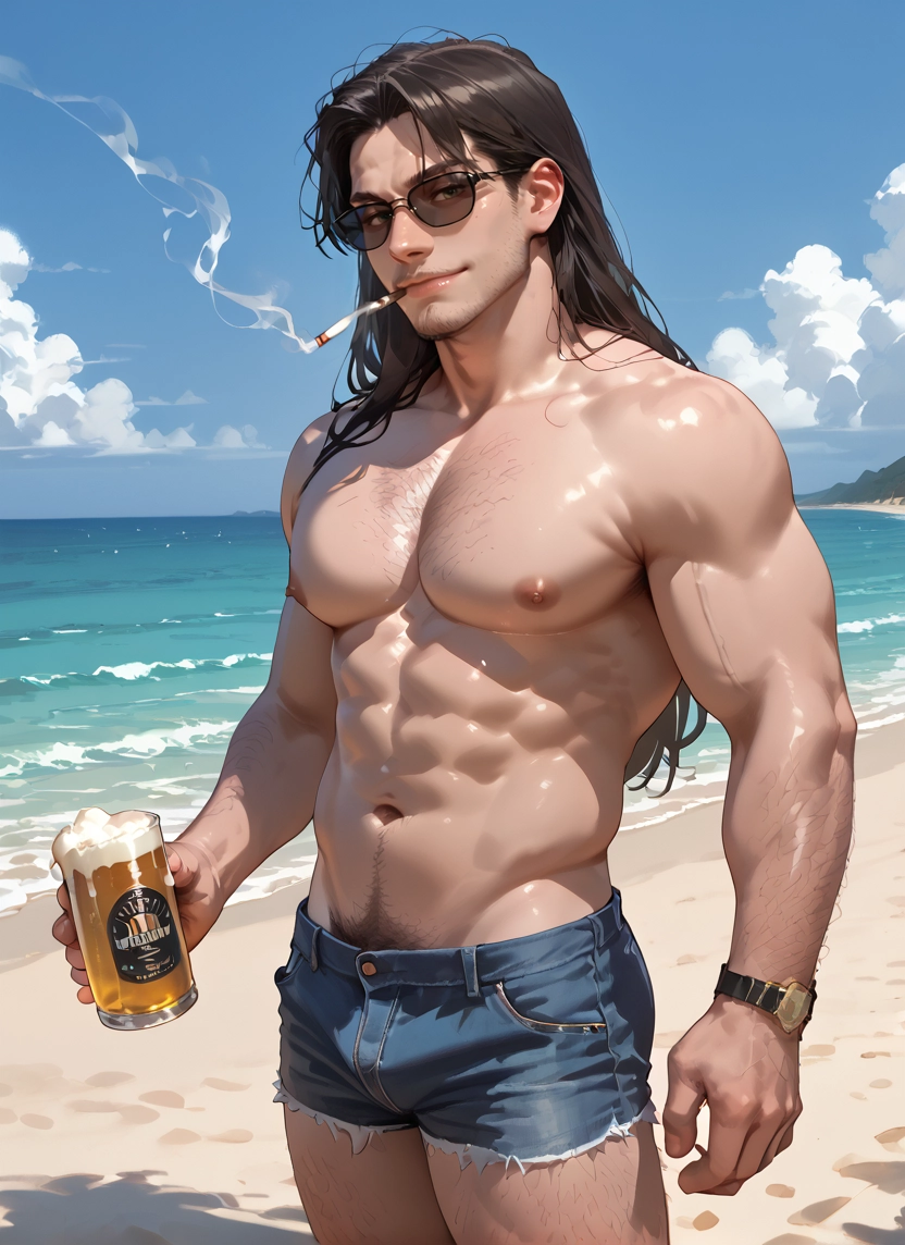 1boy, male focus, muscular, pectorals, muscular male, solo · Yamete.gg