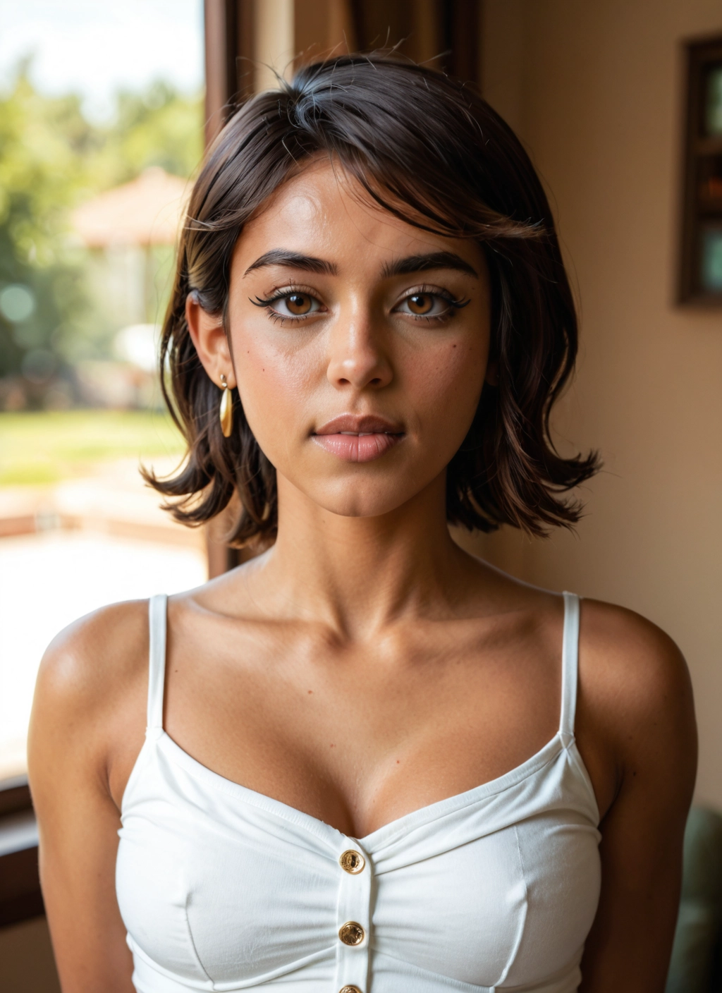 1girl, solo, jewelry, breasts, earrings, looking at viewer · Yamete.gg