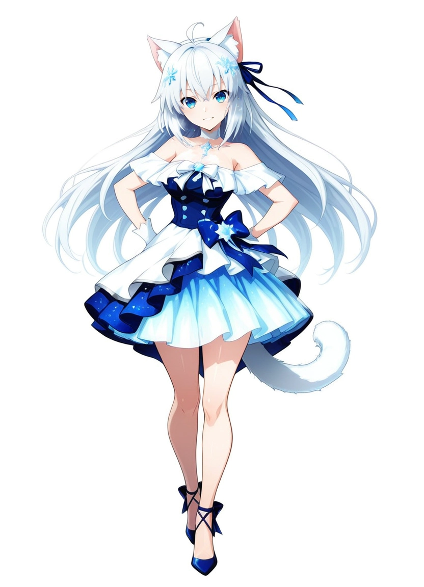 1girl, animal ears, solo, blue eyes, tail, long hair · Yamete.gg