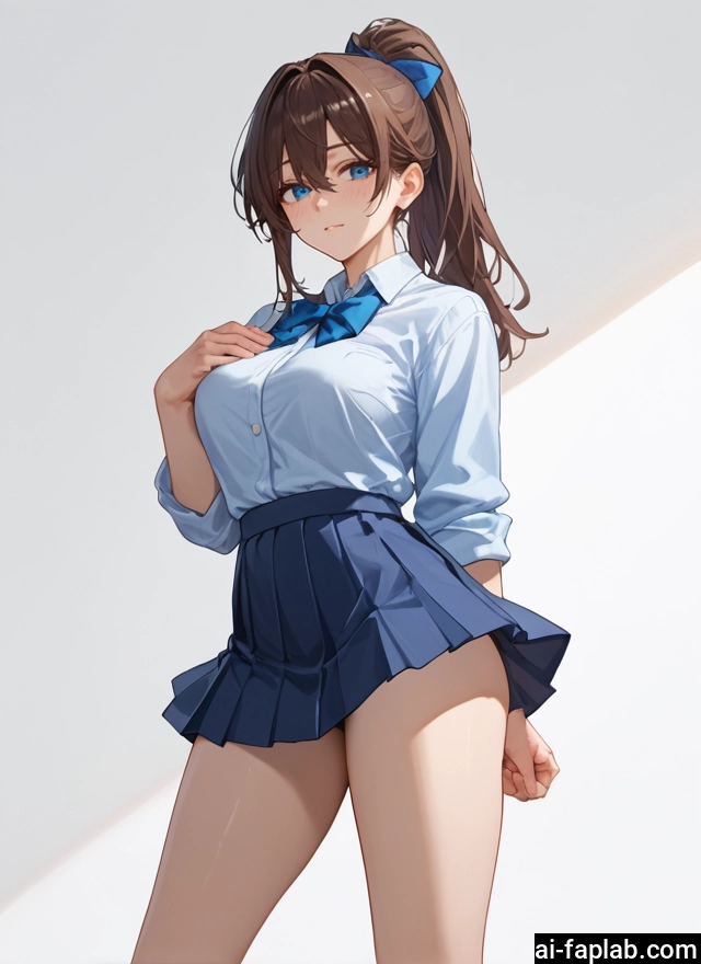 1girl, skirt, solo, blue eyes, breasts, shirt · Yamete.gg