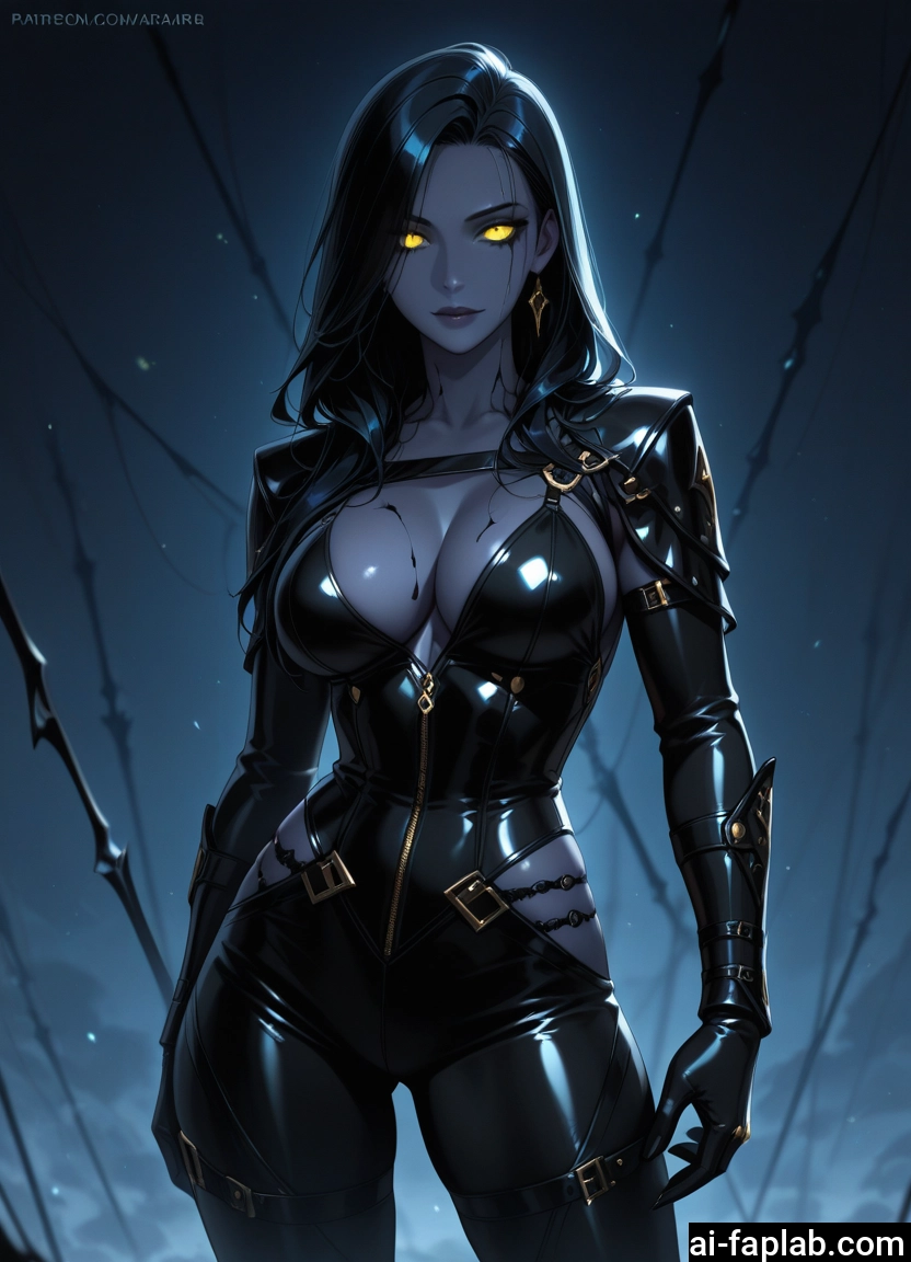 1girl, breasts, solo, yellow eyes, jewelry, black hair